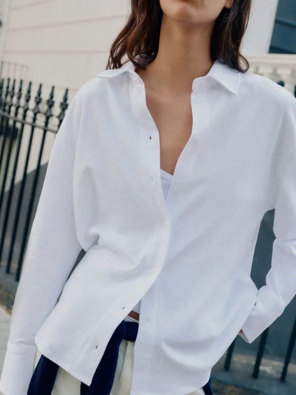 Zara Cotton Classic White Button-Up Shirt